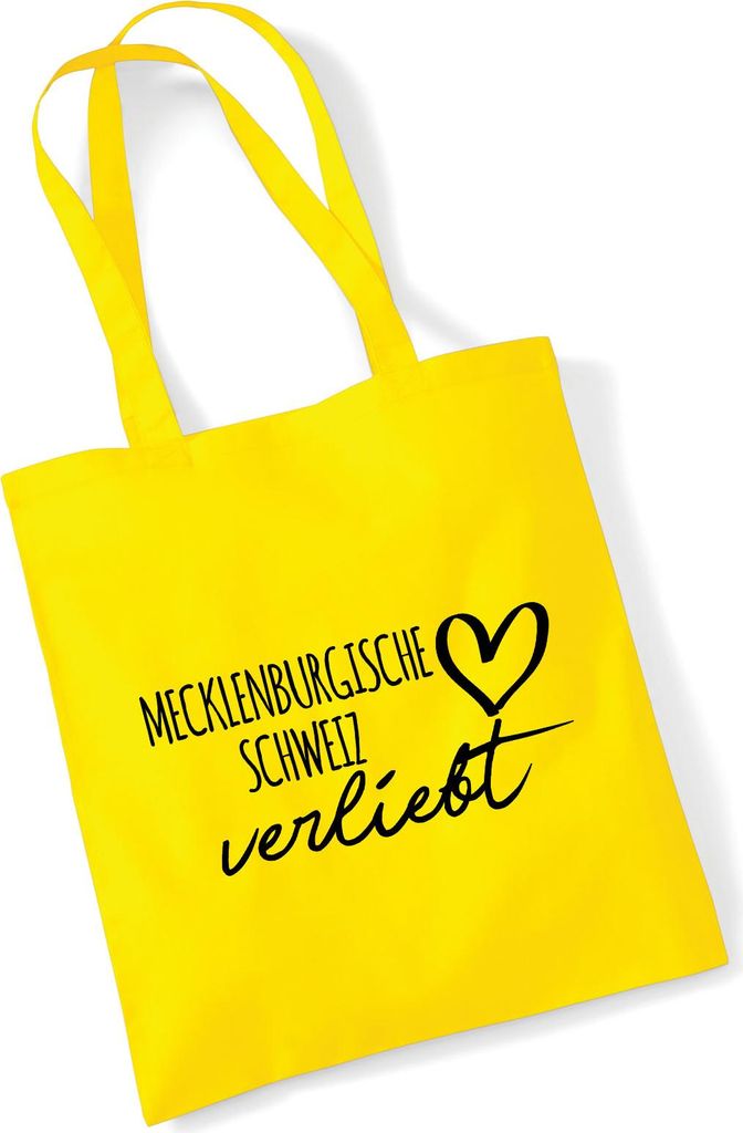 Huuraa Jutebeutel Mecklenburgische Schweiz verliebt 10 Liter Yellow Baumwolle Tasche Geschenkidee