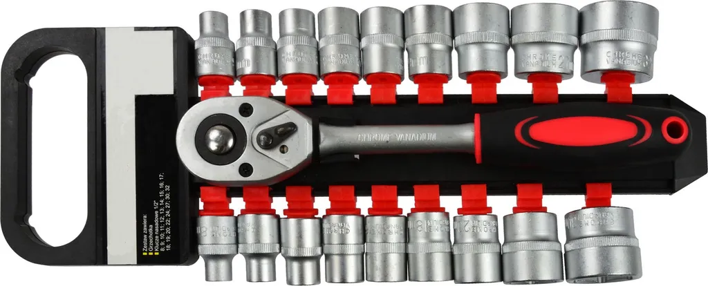 Coffret de douilles 1/2 pouce avec cliquet réversible 18 pièces G107
