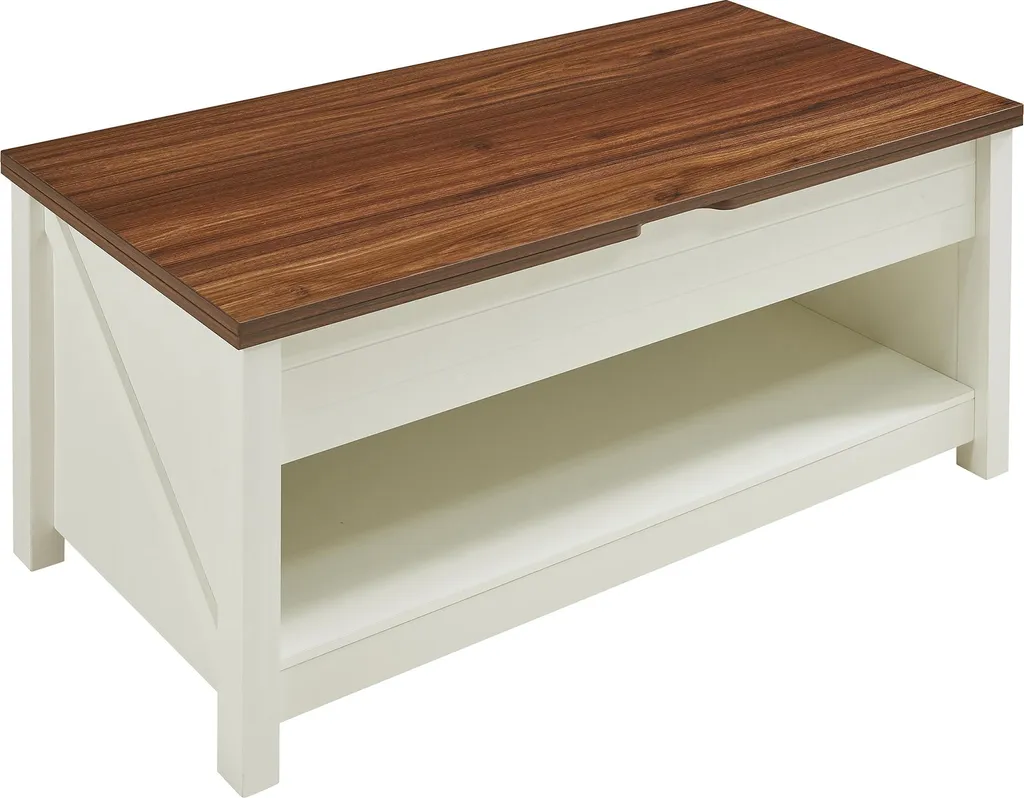 Table de salon rectangulaire relevable Kasama avec 3 coffres de rangement