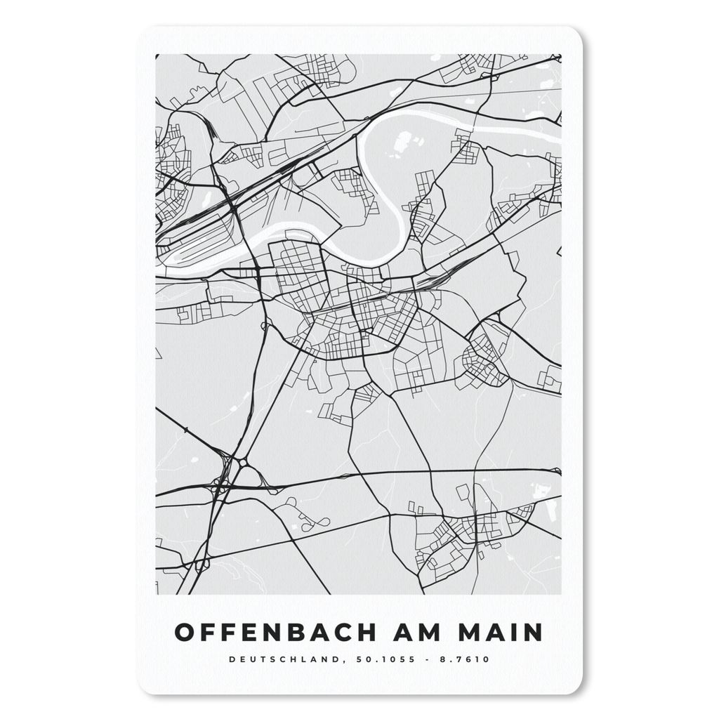 MuchoWow Mauspad Mousepad Offenbach Am Main - Karte - Stadtplan - Deutschland 18x27 cm - Mousepads - Maus Mat - Pad - Mausunterlage