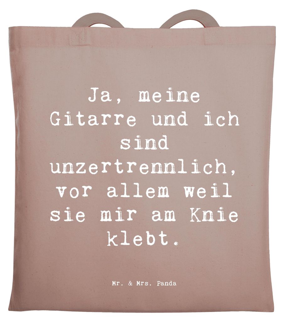 Mr. & Mrs. Panda dokumententasche Spruch Gitarre Freund - Braun Pastell - Geschenk, Instrument, Schultasche, Uni Tasche, Liebe, Musiker, Tote Bag, ...