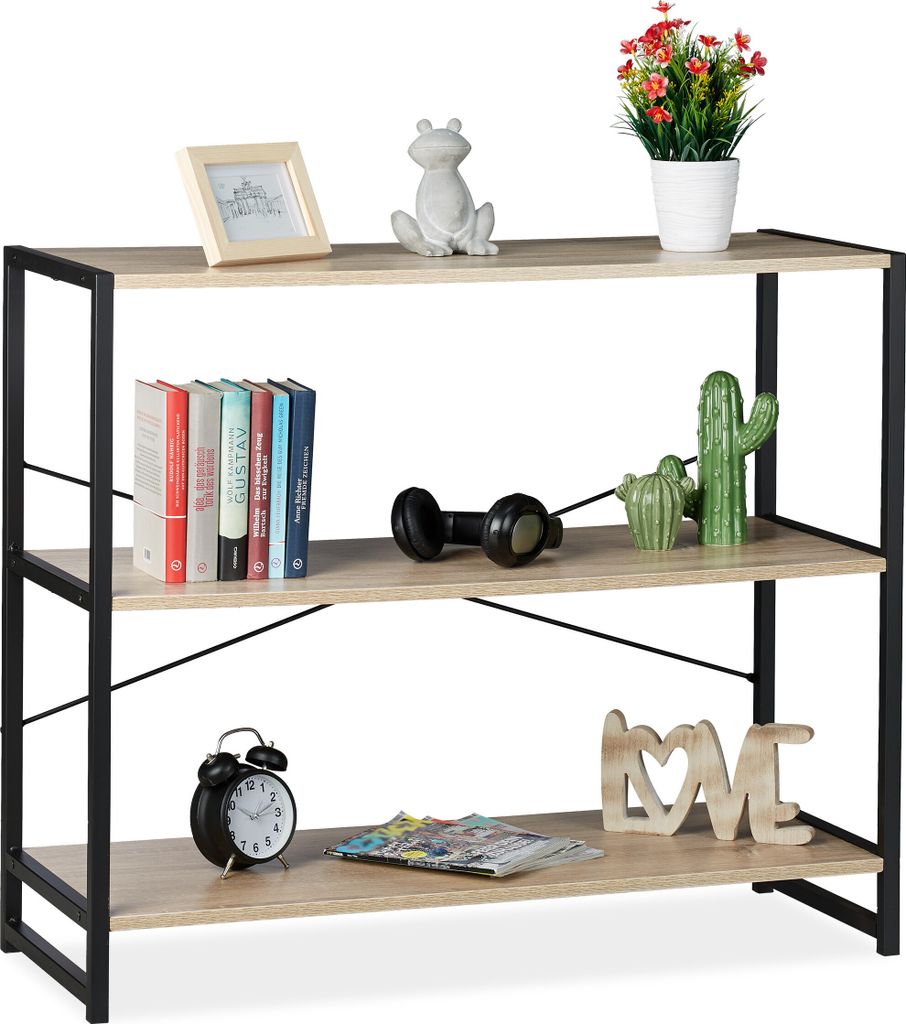 relaxdays Étagère d'appoint brune, noire 95,0 x 35,0 x 80,0 Image du produit 