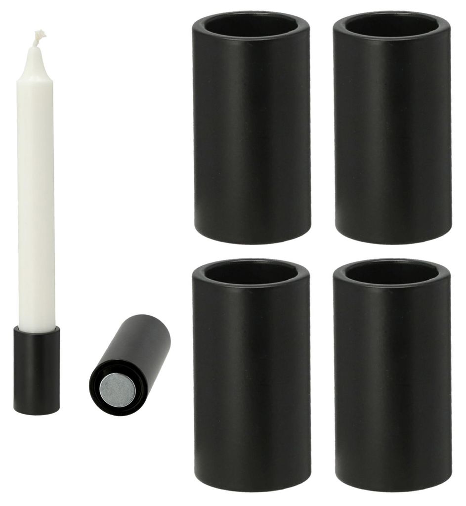 Novaliv, 4 kaarsenstandaards, magnetisch, 2,8x5cm, ZWART. Productafbeelding 