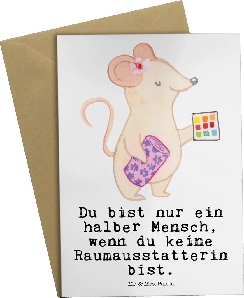 Mr. & Mrs. Panda Glückwunschkarte Raumausstatterin Herz - Weiß - Geschenk, genesungskarte, einladungskarten, Grußkarte, weihnachtskarten, osterk...