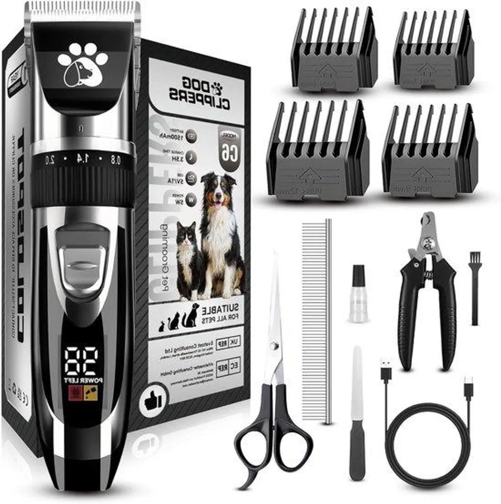 Kit toilettage pour chiens sans fil et tondeuse silencieuse confort