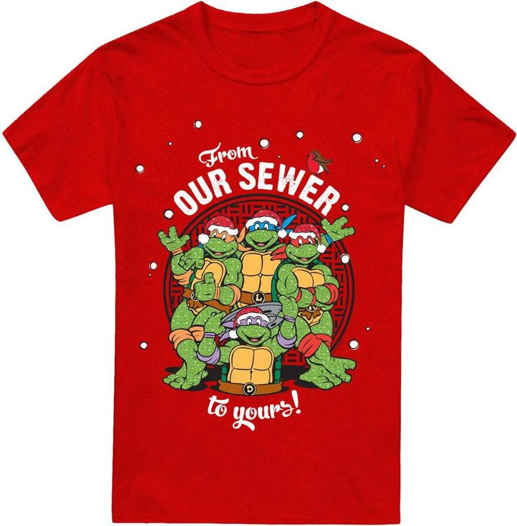 Teenage Mutant Ninja Turtles - "Merry Christmas From Our Sewer" T-Shirt für Herren/Damen Uni TV18318 (XL) (Rot)