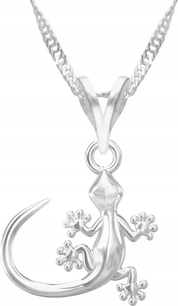 Collana Lucertola Argento 925 - Pendente Rettile Lucido per Uomo e Donna