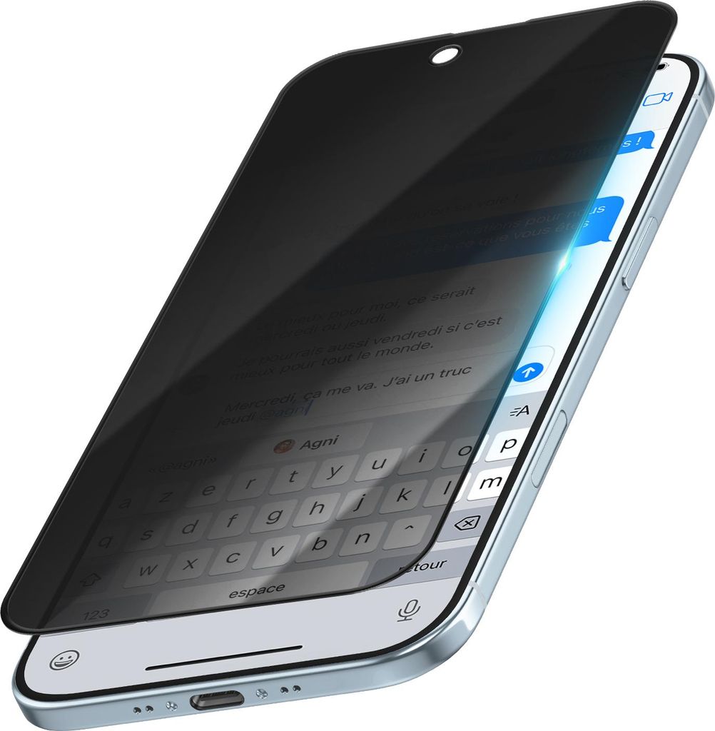 Tactical, Displayschutz iPhone Air Sichtschutz 5D Gehrtetes Glas, Transparentes Schwarz