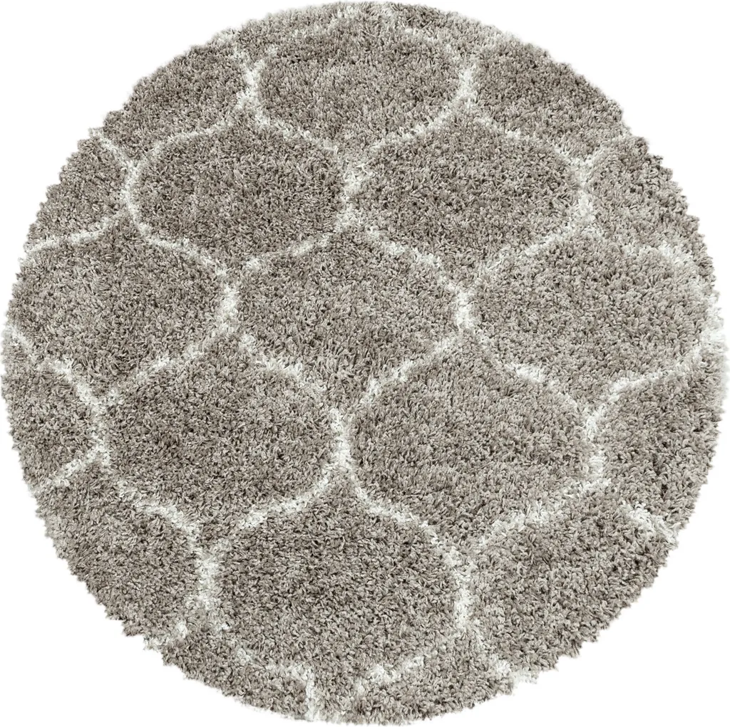 Tapis rond Shaggy SALSA beige 120cm moelleux pour chambre enfant