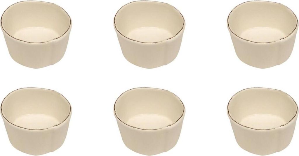 6er Set Dipschalen LASTRA BIANCO D. 10cm weiß Keramik Landhausstil Virginia Casa