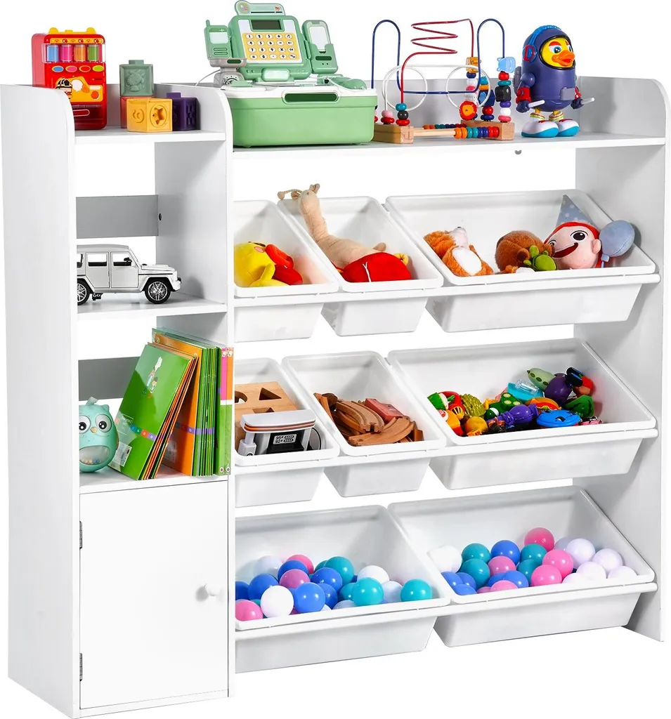 Organisateur de jouets pour salle de classe et chambre avec 8 boîtes PVC