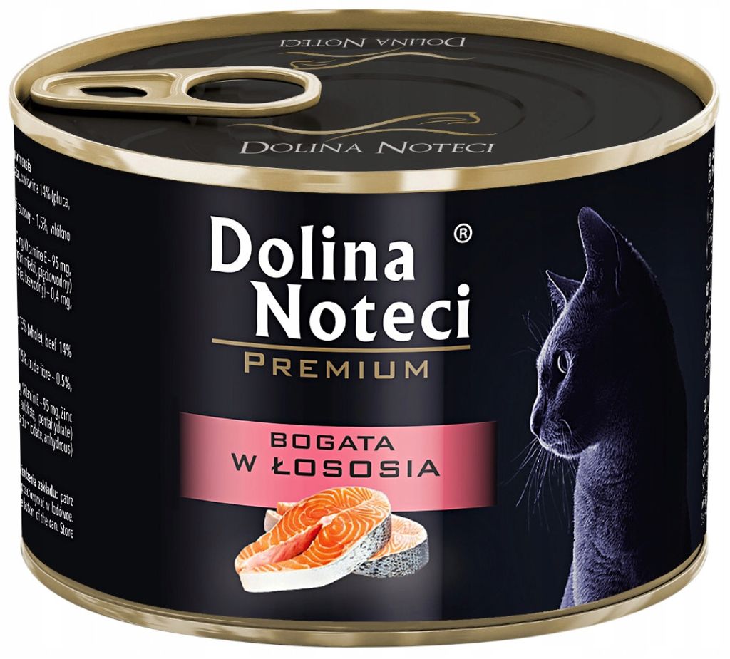 DOLINA NOTECI Premium reich an Lachs - Katzenfutter nass - 24x185g