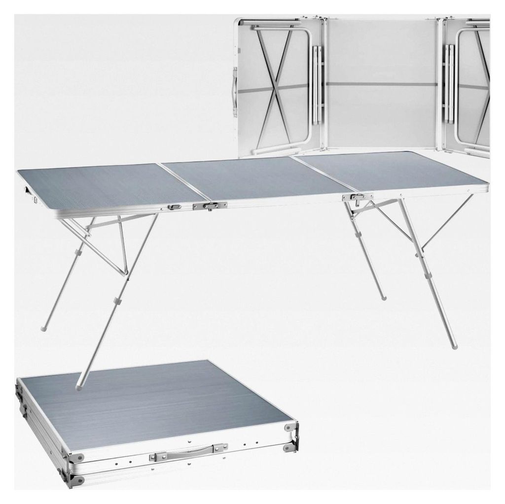 Campingtisch, Klapptisch, großer Gartentisch klappbar, wetterfest, 180 x 70 x 70,5 cm, als Terrassentisch, für Balkon, Camping, Festival, Tapezie...