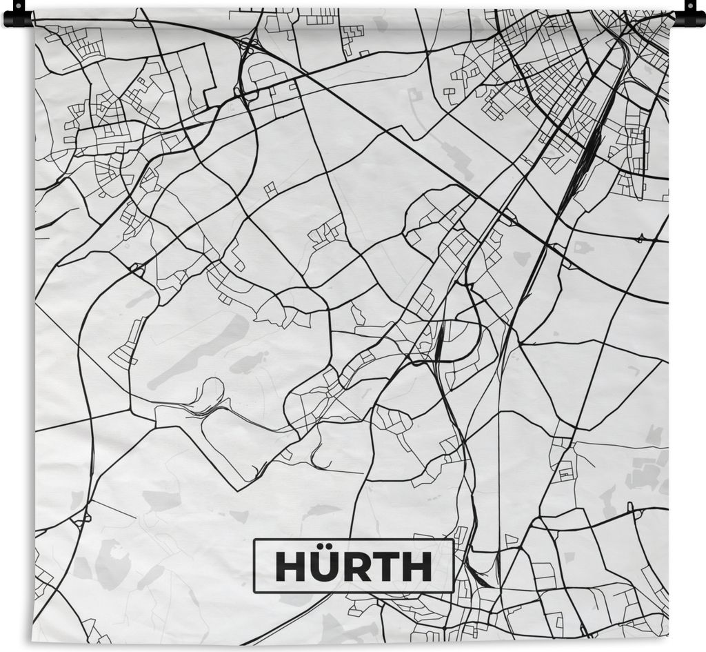 MuchoWow Wandteppich Wandbehang Karte - Hürth - Karte - Stadtplan 90x90 cm Tapisserie Dekoration Wandtuch - Wandaufhänger