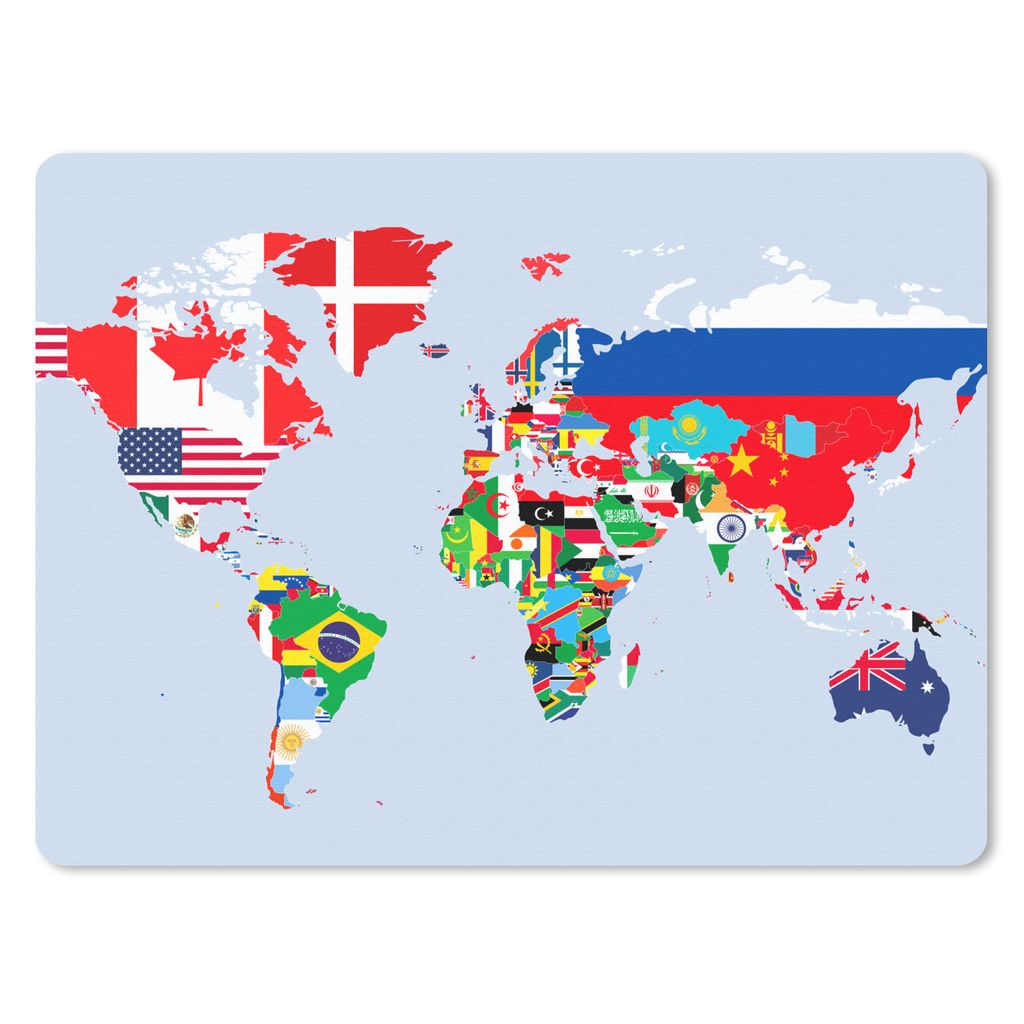 MuchoWow Mauspad Mousepad Welt - Karte - Flagge - Länder 23x19 cm - Mousepads - Maus Mat - Pad - Mausunterlage - Schreibtischunterlage - Mauspad