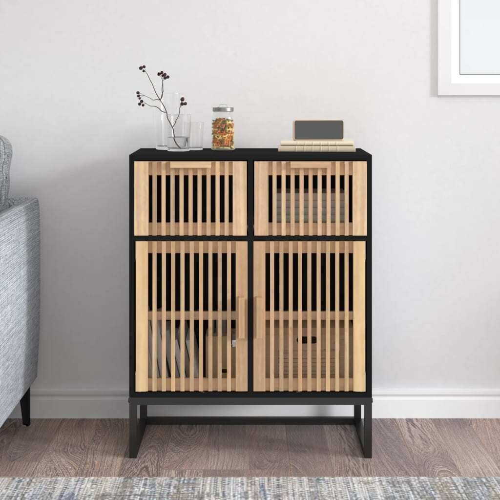 "im Angebot" Sideboard Schwarz 60x30x75 cm Holzwerkstoff - Kommoden CC16043