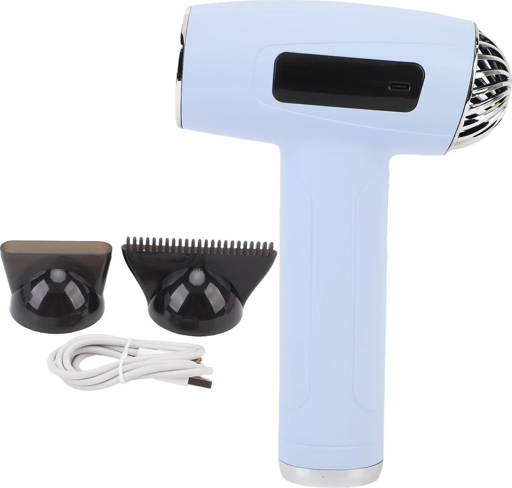 Asciugacapelli 200W Cordless Ricaricabile - Phon Portatile Viaggio Cielo Blu