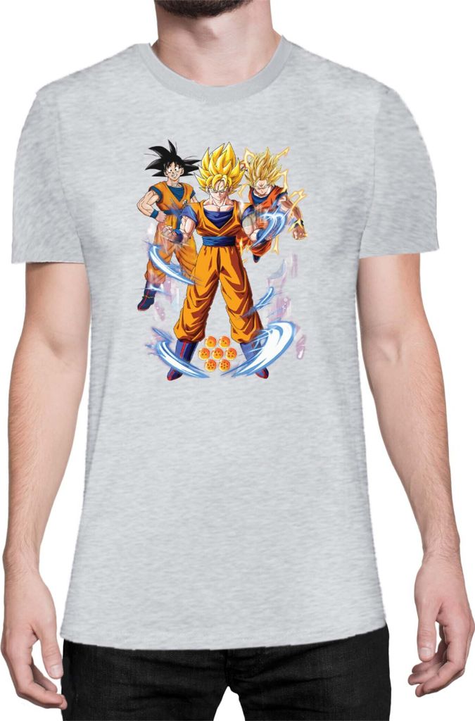 Herren T-Shirt Dragon Anime Manga Ball Z Goku 01, Man M / Grau