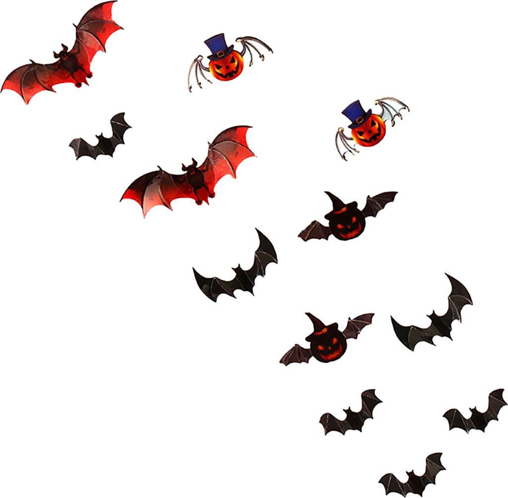 12 Teile/satz Halloween 3D Bat Aufkleber PVC Spooky Wohnzimmer Schlafzimmer Hintergrund Wand Dekoration Fliegen Kürbis Aufkleber Party Liefert