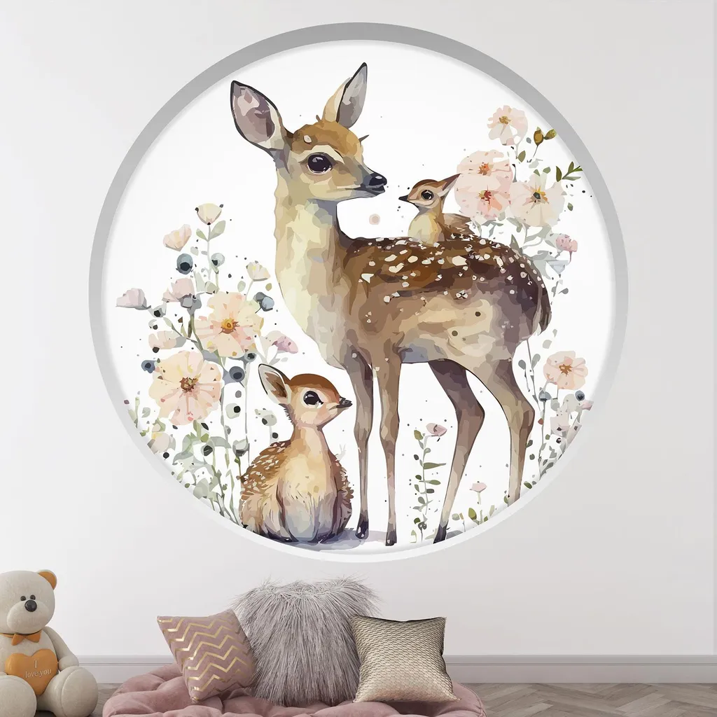 Décorer une Chambre Bébé avec le Sticker Arche Ronde Faon Lumaléa 130cm