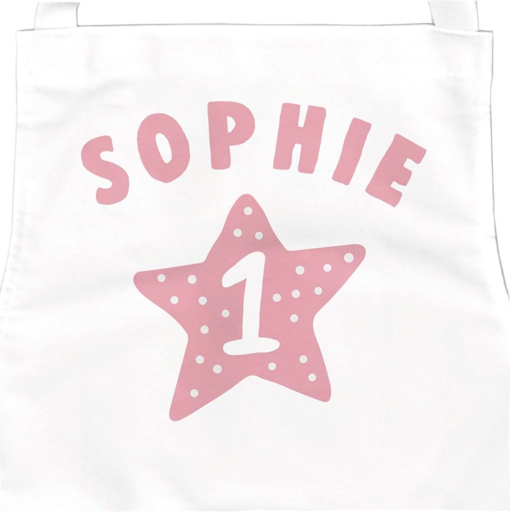 personalisierte Kinderschürze mit Namen Stern Chefkoch Nr 1 Küchenschürze, Kochschürze/Backschürze Kinder SpecialMe Mädchen weiß 6-10 Jahre