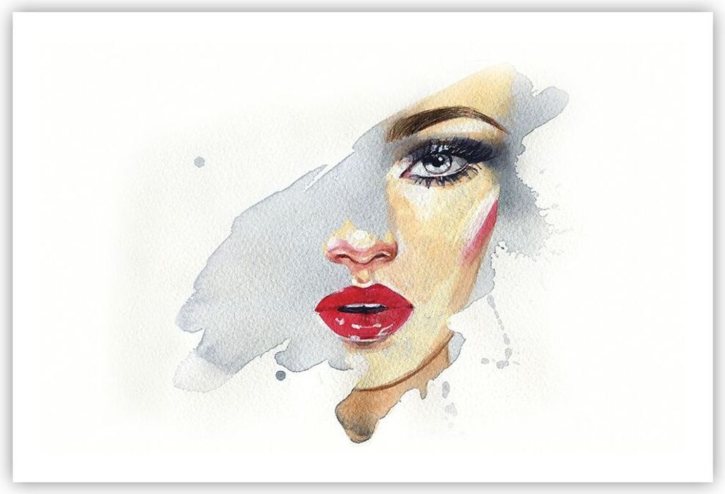 Poster - Poster ohne Rahmen - Aquarell Frau Mund - 91,5x61 Produktbild 