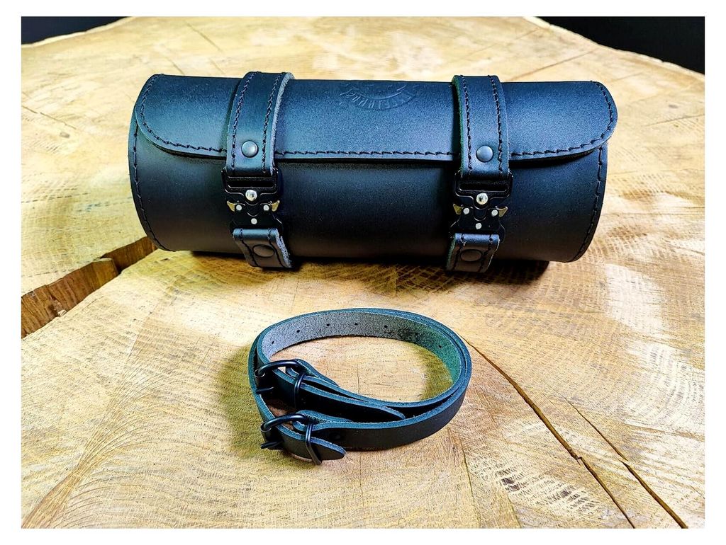Tool Blackline Werkzeugrolle für Harley Davidson Chopper Reisekoffer Lederrolle Werkzeugrolle Hot Rod Koffer Sissybar Gepäckrolle Motorradkoffer ...