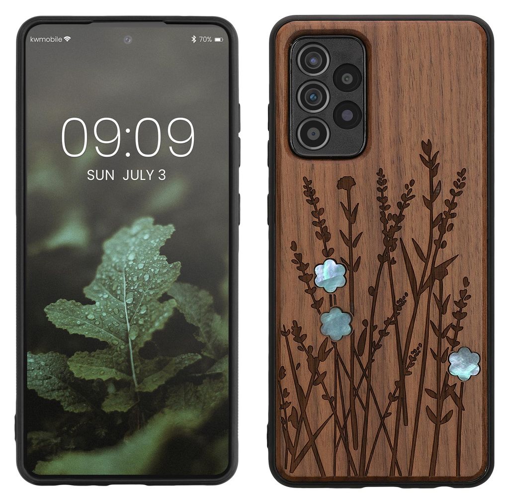 kwmobile Handyhülle für Samsung Galaxy A52 / A52 5G / A52s 5G Hülle Holz - Case mit TPU Bumper - Stoßfestes Hardcase - Schutzhülle Cover in