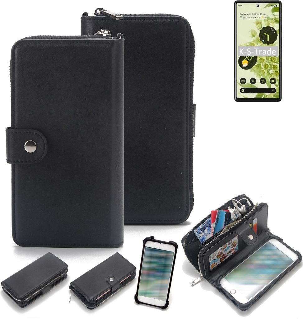 K-S-Trade 2in1 Handyhülle Schutzhülle kompatibel mit Google Pixel 6 & Portemonnee Cover Handy Hülle Case Etui Geldbörse Wallet Bookstyle Hülle