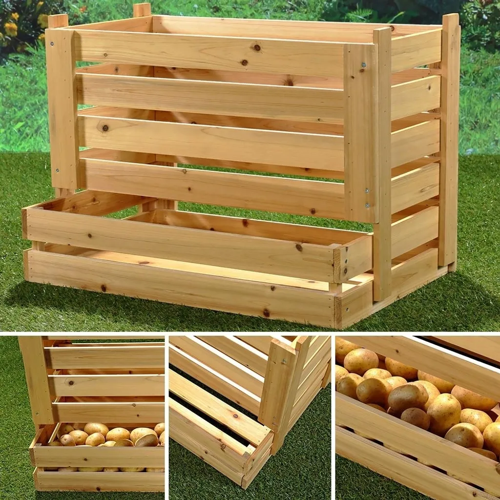 Caisse en bois avec poignées et aération pour rangement modulable