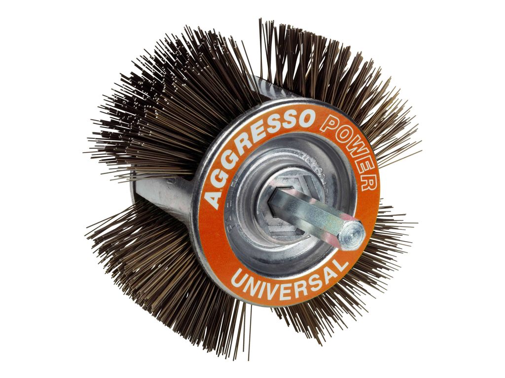 kwb Agresso Universal-Schleifbürste für Bohrmaschine, gekröpfte Form mit 110 mm Durchmesser, 1 stück, Rundbürste ideal für Reinigungs- und Sc...