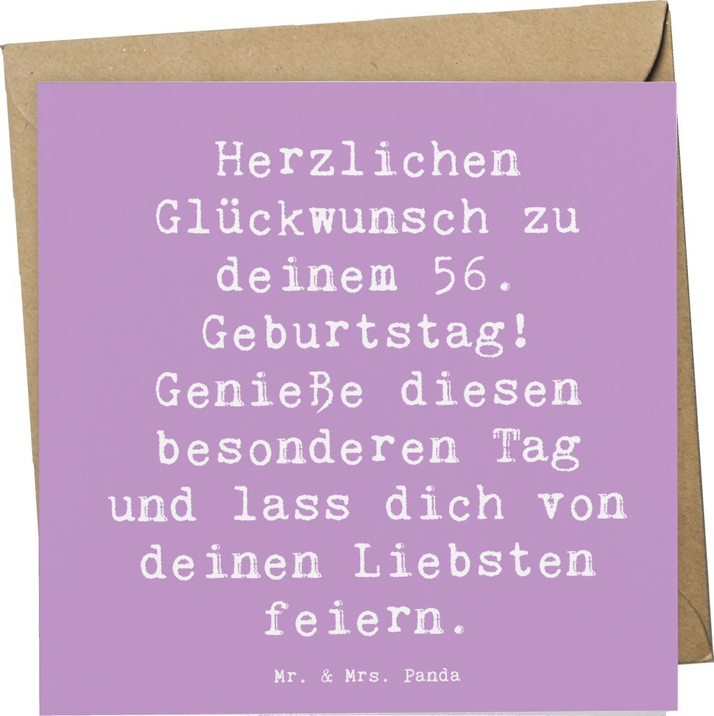 Mr. & Mrs. Panda Grußkarte Spruch 56. Geburtstag - Lavendeltraum - Geschenk, Klappkarte, Leben genießen, faltkarte, Geburtstagsgeschenk, Happy Bi...