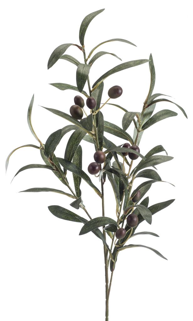 künstlicher Olivenzweig mit 4 Zweigen H. 75cm grün braun Produktbild 