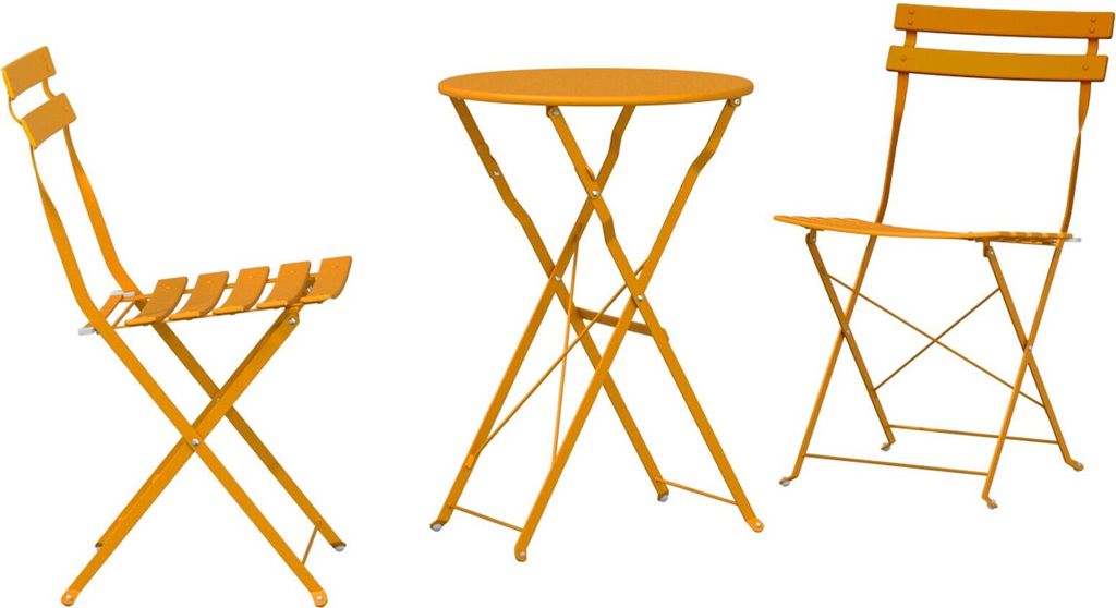 Möbel 3-teiliges Klapp-Bistro-Set in Senfgelb aus Stahl - Gartenmöbelgarnituren 42002969