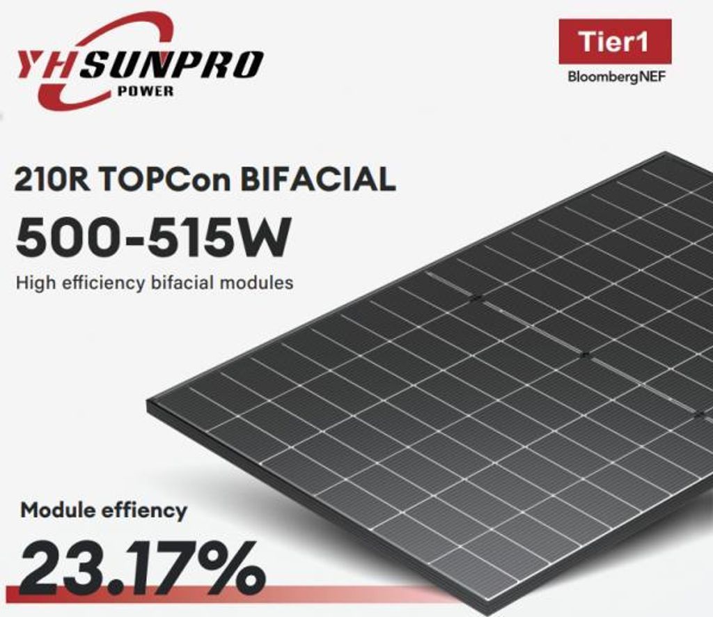 SUNPRO 500W Glas-Glas Solarmodul bifazial transparent mit Produktbild 
