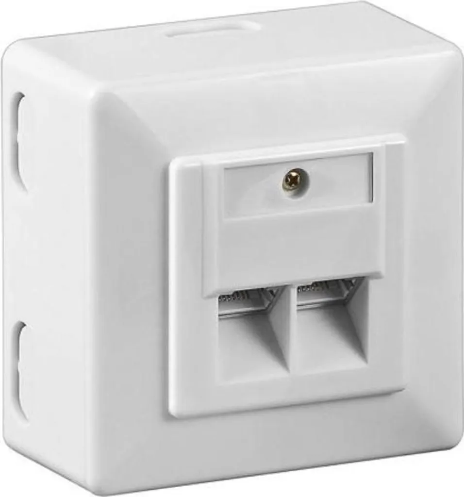Double prise Ethernet RJ45 Allteq Cat6 en plastique blanc certifiée CE