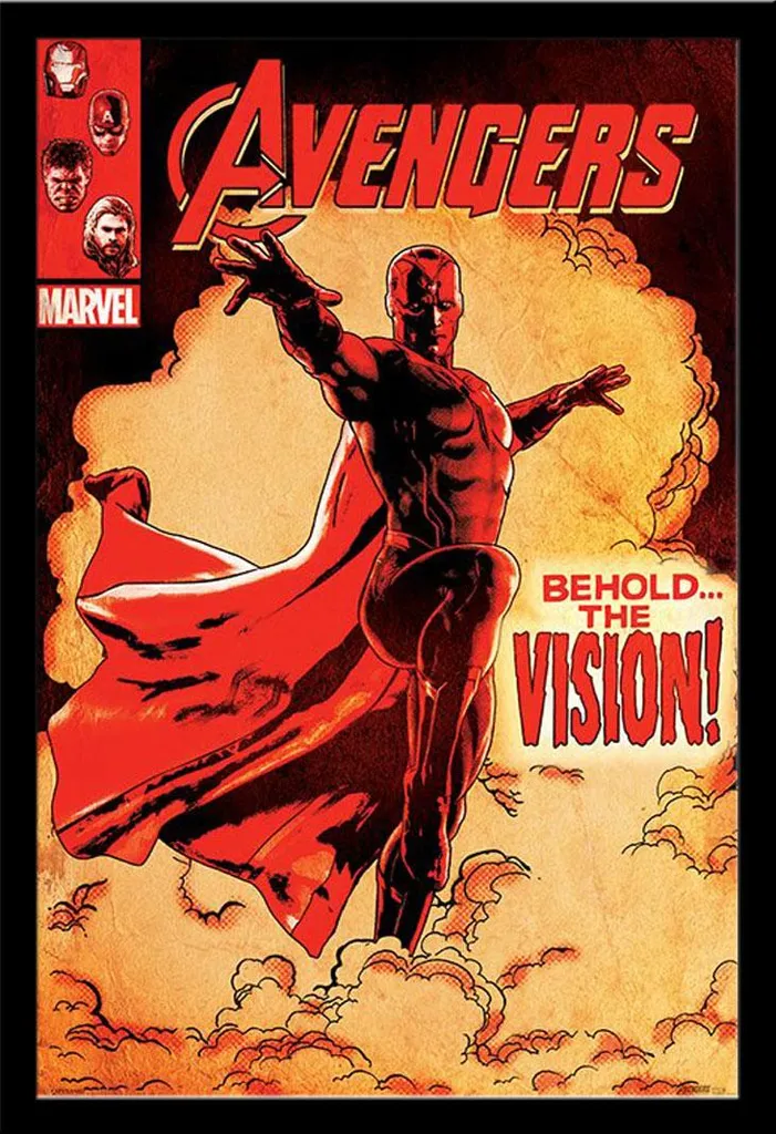 Affiche Avengers Vision Encadrée : Protection Anti-Poussière et Cadre MDF