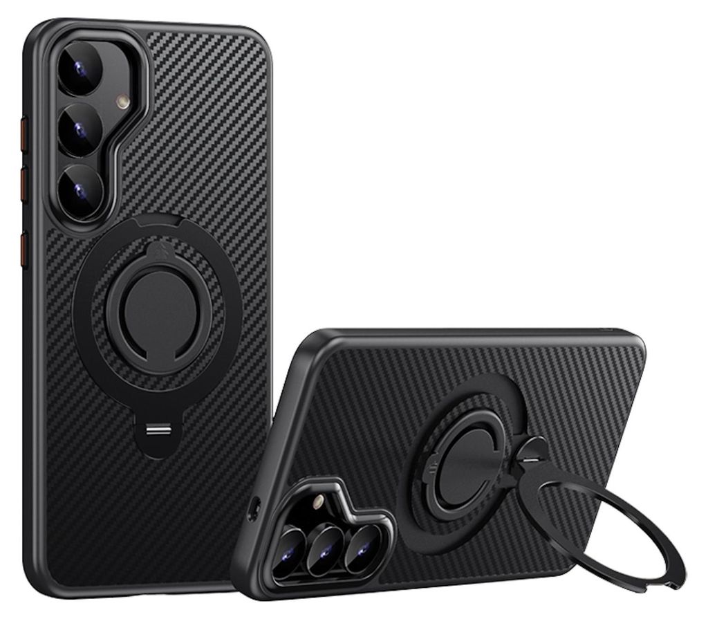 Für Samsung Galaxy S25 Plus MagSafe Carbon Design TPU 360 Ring Hülle Schwarz