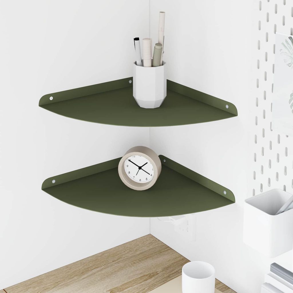 Maison Exclusive - Schwebendes Regal mit Regal 2 pcs Olive Grün 30 x 30 x 2 cm