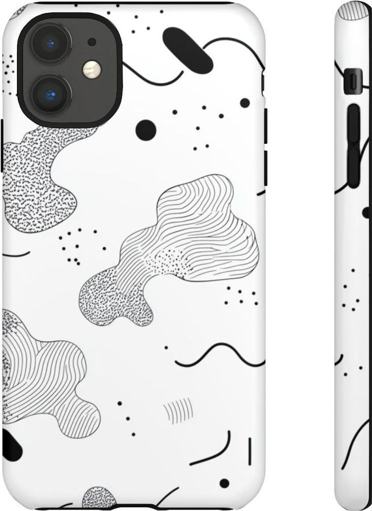Abstraktes Schwarz-Weiß Minimalismus-Muster – Hülle Kompatibel mit iPhone 11