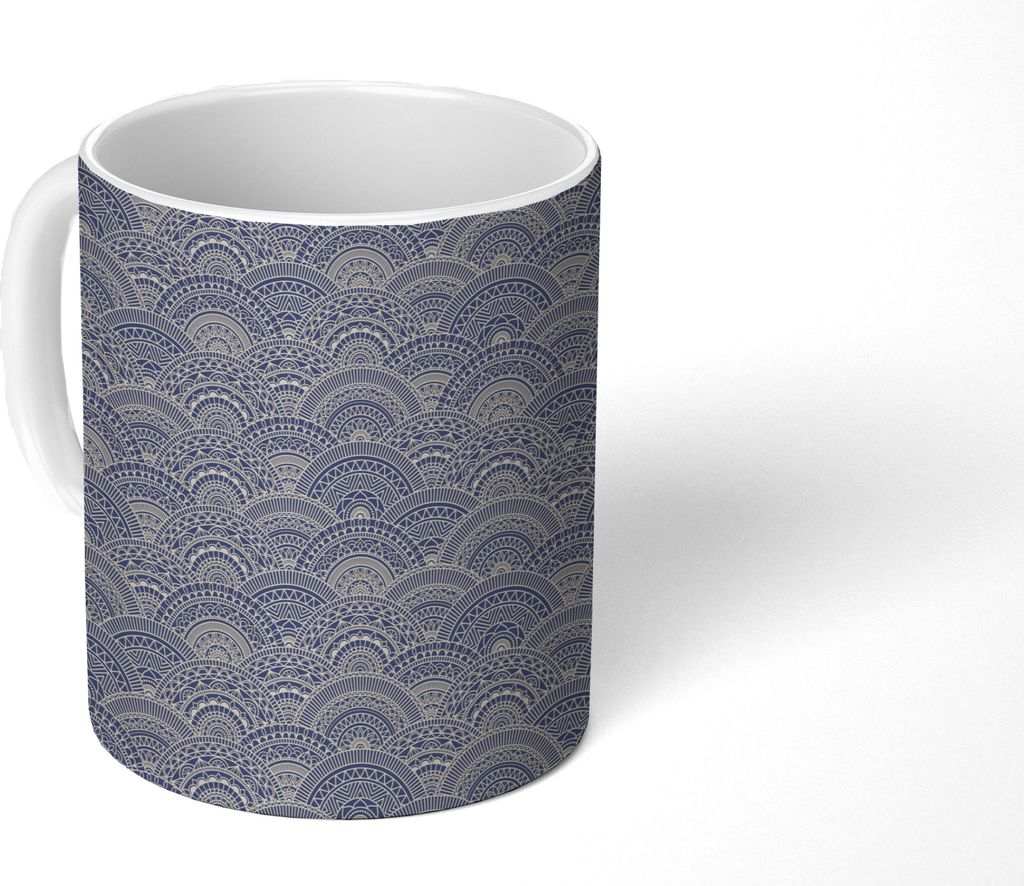 MuchoWow Tasse Kaffeetasse Kaffeebecher 350 ml Mandala - Muster - Vintage - Abstrakt - Japanisch Teetasse - Fototasse - Becher - Keramikbecher - ...