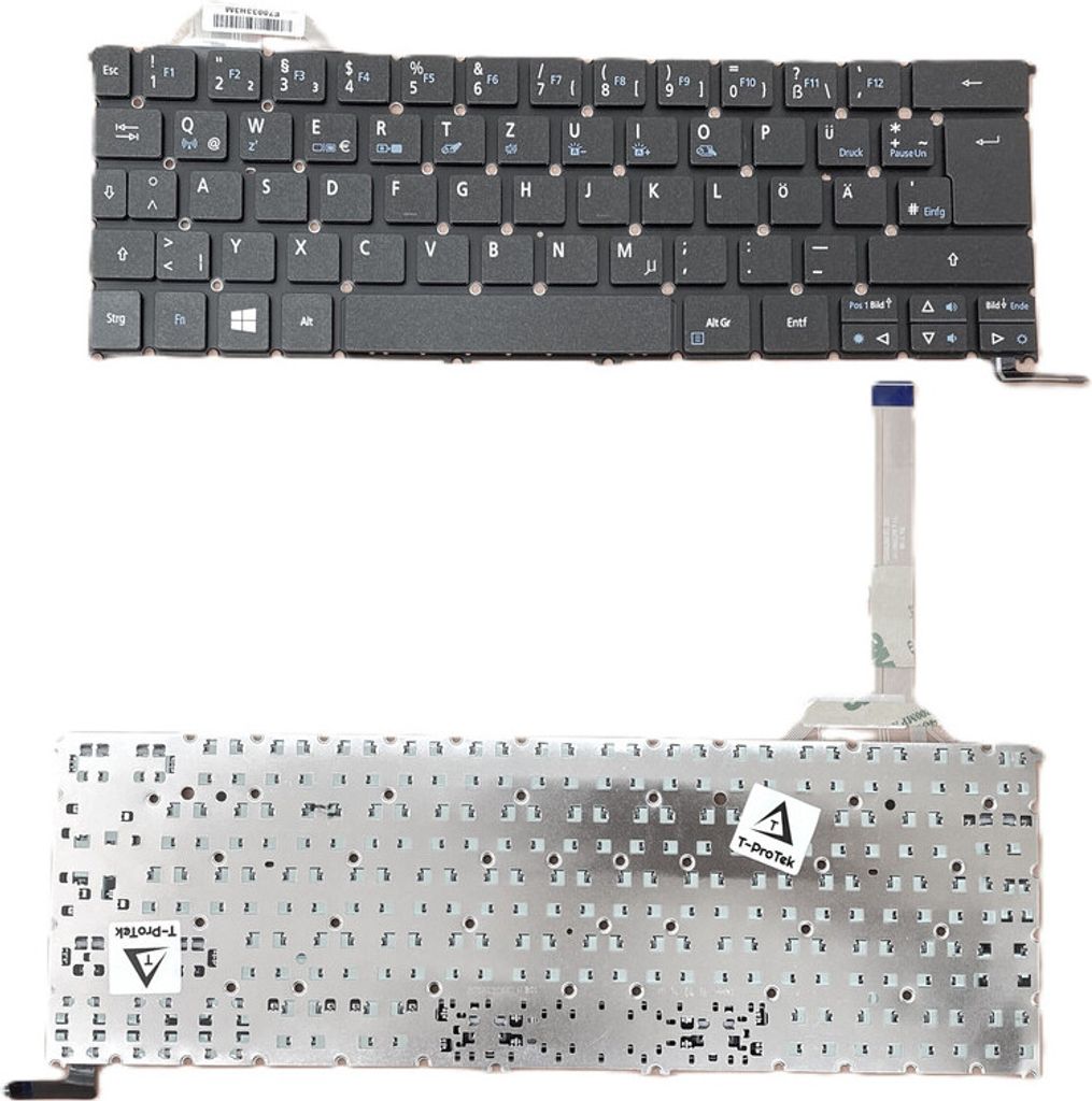 Tastatur - Farbe: Schwarz - mit Beleuchtung - ohne Rahmen Deutsches Tastaturlayout kompatibel für Acer Aspire S3-392G