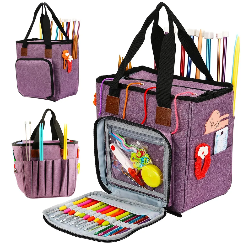 Sac de transport pour ouvrage de tricot, idéal voyage et loisirs