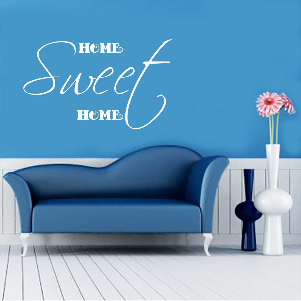 Wandtattoo - Wandaufkleber - Wandtattoo "Home Sweet Home" - 60cm x 36cm Weiß - Dekoration Küche Wohnzimmer Wand