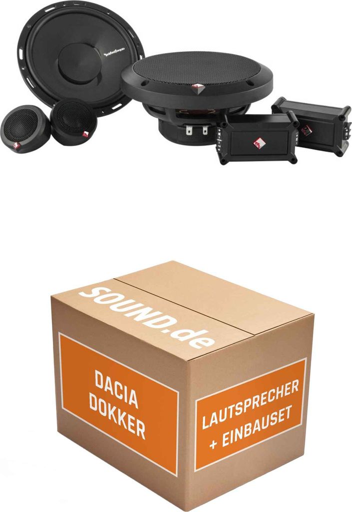 Lautsprecher Boxen Einbaupaket vorne Rockford Fosgate Power P165-SE passend für Dacia Dokker | 2x Tief-Mitteltöner 2x Hochtöner
