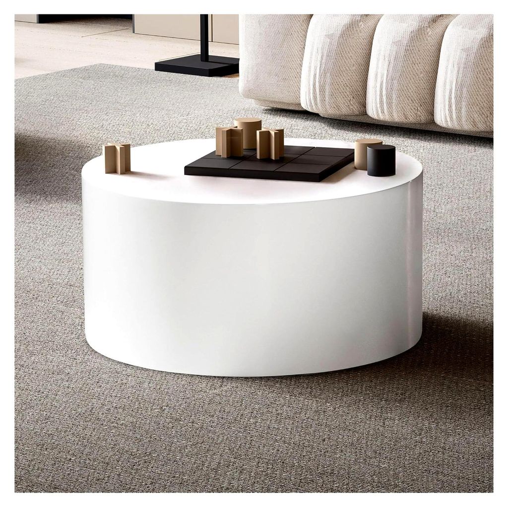 Couchtisch rund 60 cm Weiß Hochglanz – Moderner Produktbild 