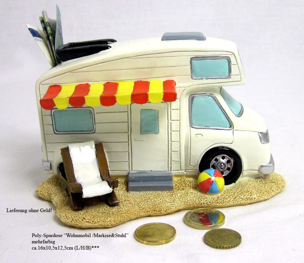 Poly- Spardose Wohnmobil Markise, mehrfarbig, ca. 16,0x10,5x12,5cm (L/H/B)