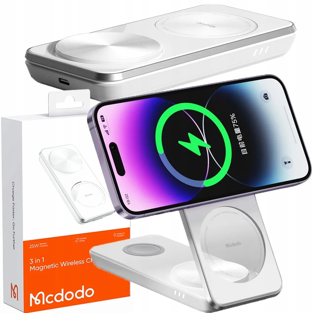 Mcdodo Dock 3-in-1 Qi Bianco - Stazione Magnetica per il tuo Set Apple
