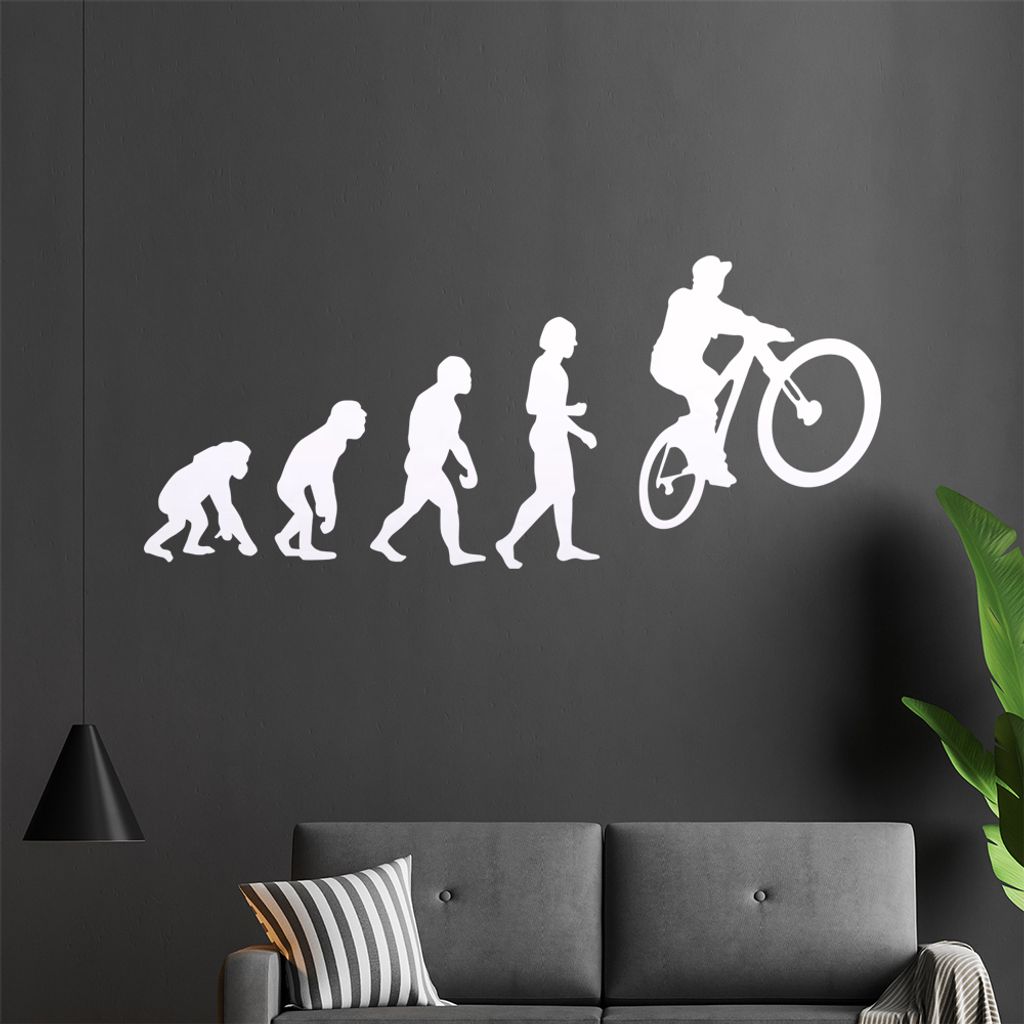 KIWISTAR Evolution BMX-Fahrer Charles Darwin Wandtattoo in 6 Größen - Wandaufkleber Wall Sticker - Dekoration, Küche, Wohnzimmer, Schlafzimmer, ...
