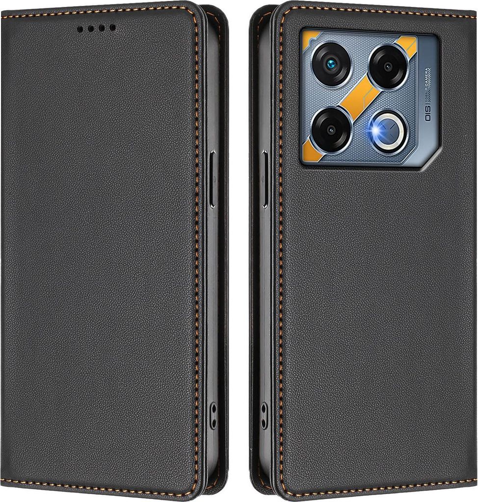 Handyhülle für Infinix GT 20 Pro 5G, Kunstleder Klapphülle Stoßfeste Magnetische Hülle mit Ständer Schwarz